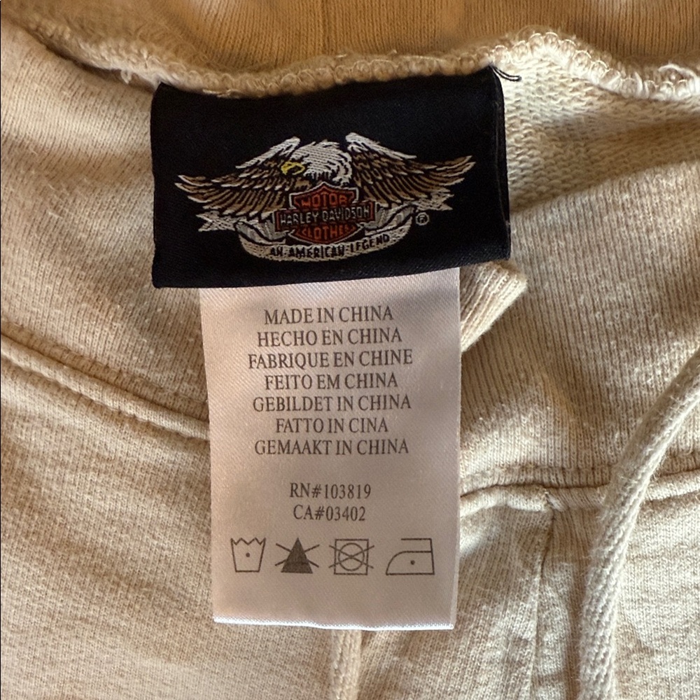 Harley-Davidson Cream Pants with Red and Black Graphics Flare Leg - Picture 2 of 8